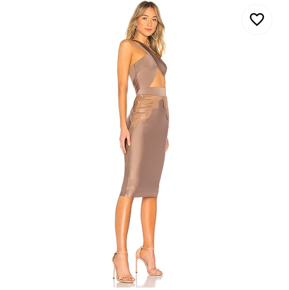Michael Costello Philip midi taupe dress - Picture 2 of 7